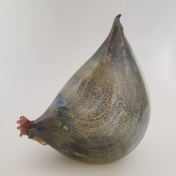 Rene Burri Mundgeblasen Blown Art Glass Chicken Figurines Lot Of 2 Charcoal - Picture 3 of 16